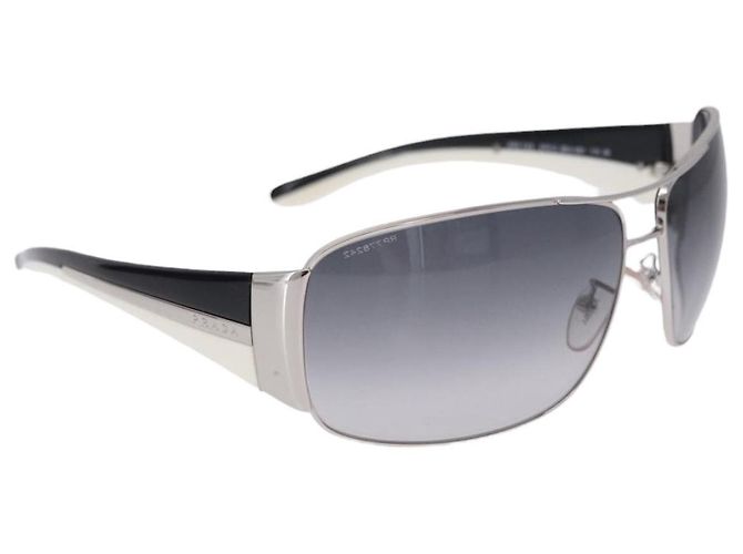 PRADA Sunglasses plastic White Brown Auth BA14346