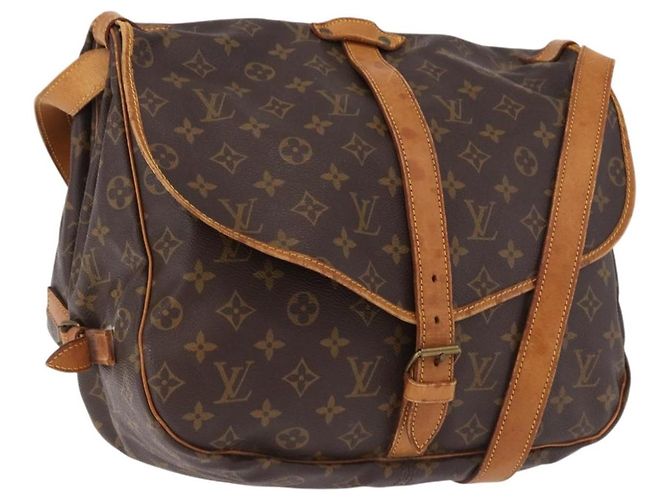 LOUIS VUITTON Bolsa de Ombro Monogram Saumur 35 M42254 LV Auth bs35853