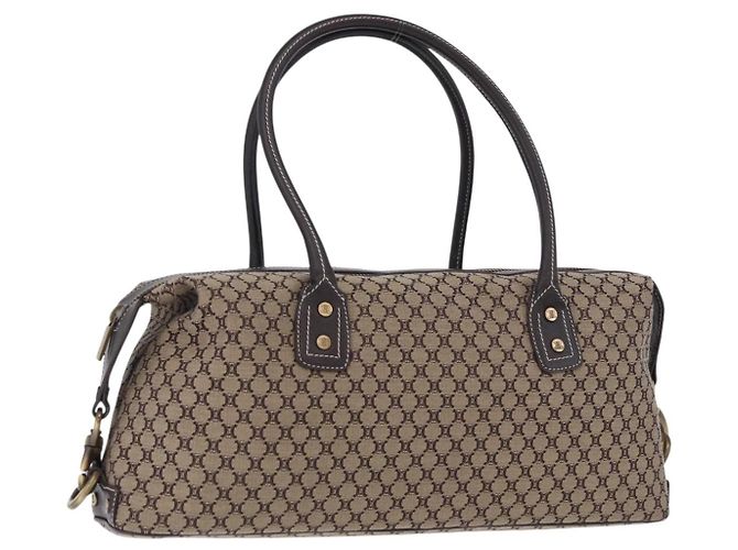 Céline Bolsa Boston CELINE em Canvas Macadam Bege com detalhes em tom dourado Auth 192830A