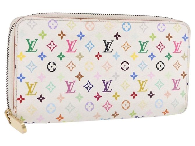 LOUIS VUITTON Monogram Multicolor Zippy Wallet White M60241 LV Auth 192944