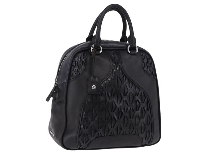 Miu Miu Handtasche aus Leder Navy Silber Auth BA14365A Marineblau
