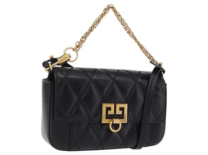 Borsa a Spalla con Catena GIVENCHY in Pelle Nera e Oro Auth SW2652M Nero D'oro
