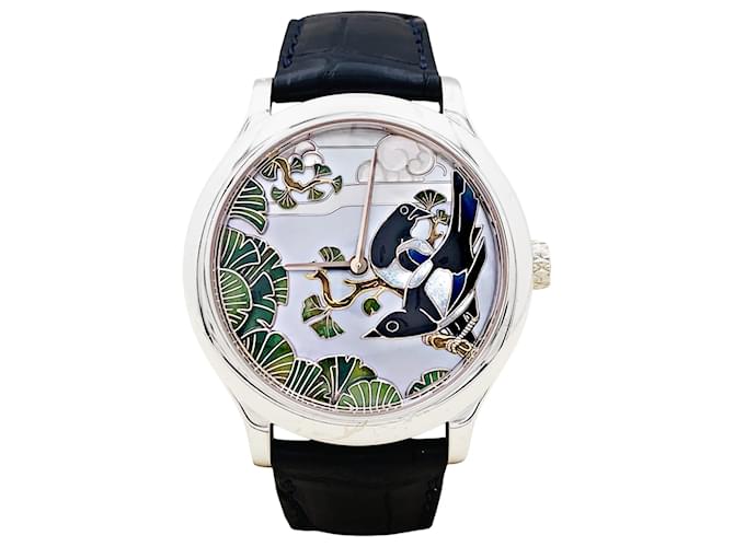 Van Cleef & Arpels Watch, « Cadrans Extraordinaires - Midnight Palais de la Chance Pies Décor », white gold, mother of pearl, enamel. 