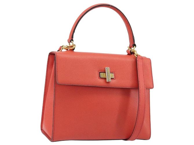 Céline Borsa CELINE in pelle 2way Rosso Oro Auth 192995 D'oro