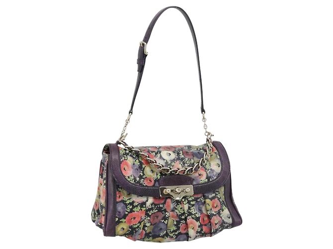 Sac à main BALLY en cuir violet et or Auth BA14389A Doré
