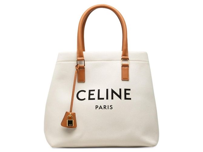 Céline Sac cabas horizontal Celine New Marron Blanc
