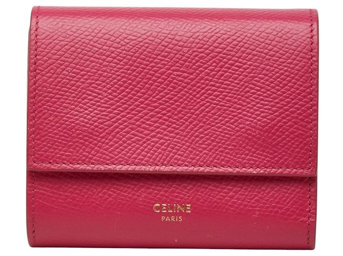 Céline Celine Small Trifold Wallet in Pink Leather