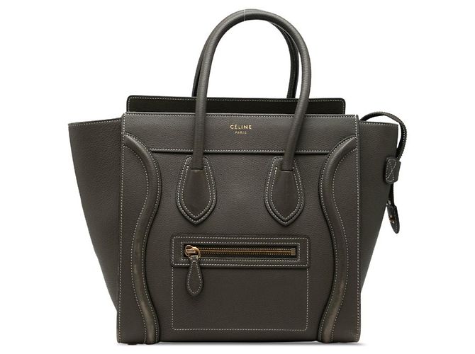 Céline Bolsa Celine Luggage Micro Shopper Marrom Verde Caqui