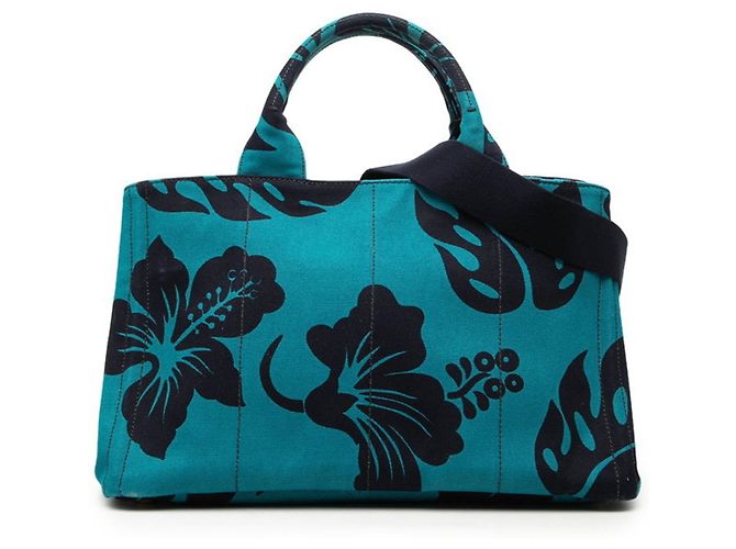 Prada Handtasche mit Triangle-Logo-Plakette Blau Marineblau