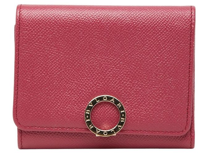 Bulgari Cartera tríptico de cuero rosa Bvlgari
