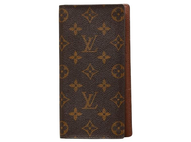 Cartera larga plegable Louis Vuitton Monogram Brazza Castaño