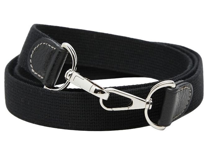 Hermès Hermes Black Canvas Leather Shoulder Strap