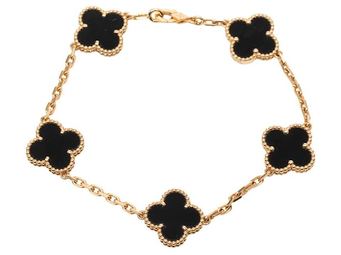 Bracelet Vintage Alhambra 5P Onyx de Van Cleef & Arpels Noir Doré 