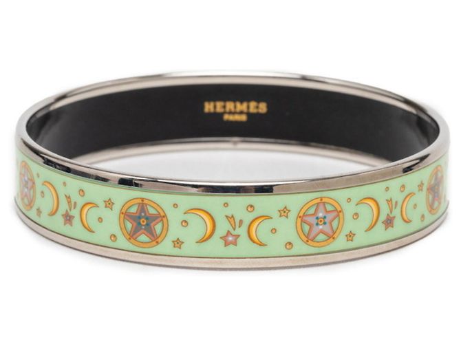 Hermès Hermes Email MM Enamel Bracelet Bangle Silvery Green