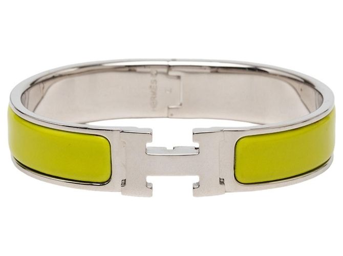 Hermès Pulseira rígida de esmalte Click H PM Hermes Prata Verde Amarelo