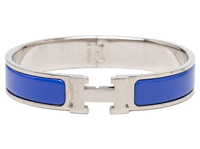 Hermès Pulseira de esmalte Hermes Click H GM Prata Azul