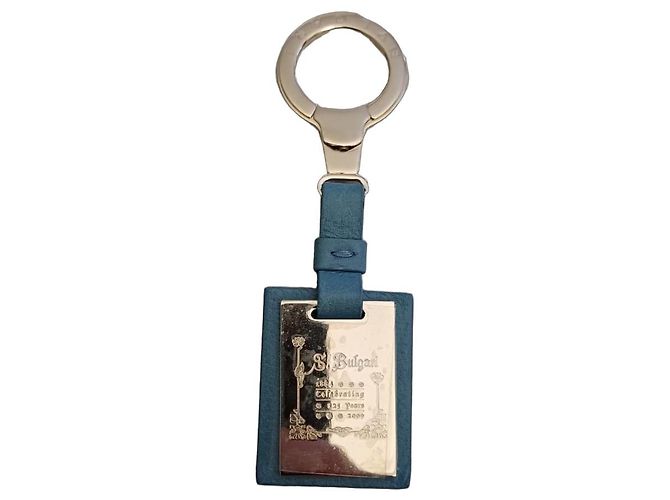 Bulgari 125th Anniversary Blue Leather Keychain