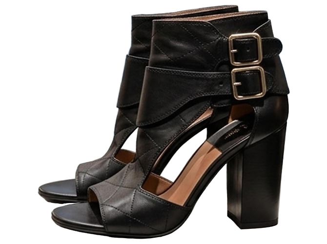 Laurence Dacade Sandalen aus schwarzem Leder mit Blockabsatz
