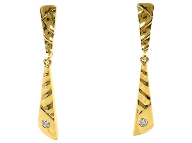 Autre Marque Orecchini a clip in oro giallo 18K con diamanti D'oro