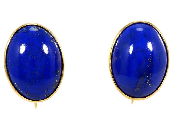 Autre Marque 18K Gelbgold-Clip-Ohrringe mit Lapislazuli Golden