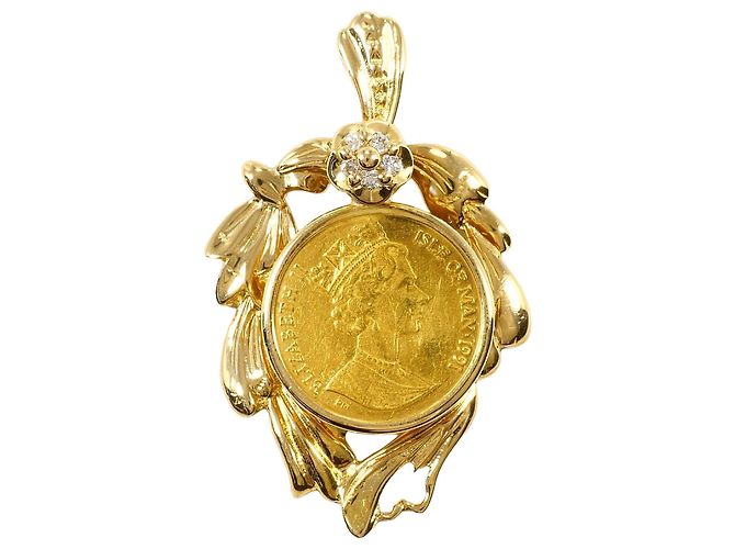 Autre Marque Gelbgold-Diamantanhänger Golden