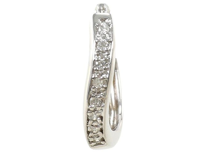 Autre Marque Pendiente de aro único en oro blanco de 18K con diamante Dorado