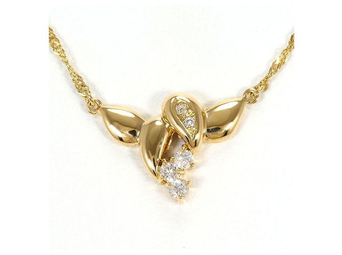 Autre Marque 18K Gelbgoldhalskette mit Diamant Golden