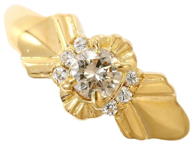 Autre Marque Anillo de banda en oro amarillo de 18K con diamante Dorado