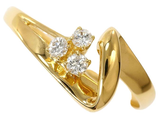 Autre Marque 18K Gelbgold- und Diamantring Golden