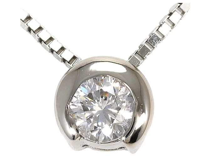 Autre Marque Colar de ouro branco 14K com diamante Dourado