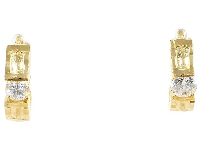 Autre Marque Orecchini a cerchio in oro giallo 18K con zircone cubico D'oro