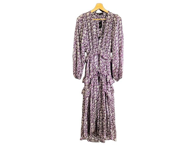 Maje Majorelle Maxikleid mit Volants - Violett Mehrfarben Lila