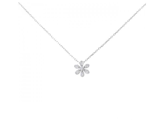 Autre Marque Collana Fiore in Diamanti Au750 Argento