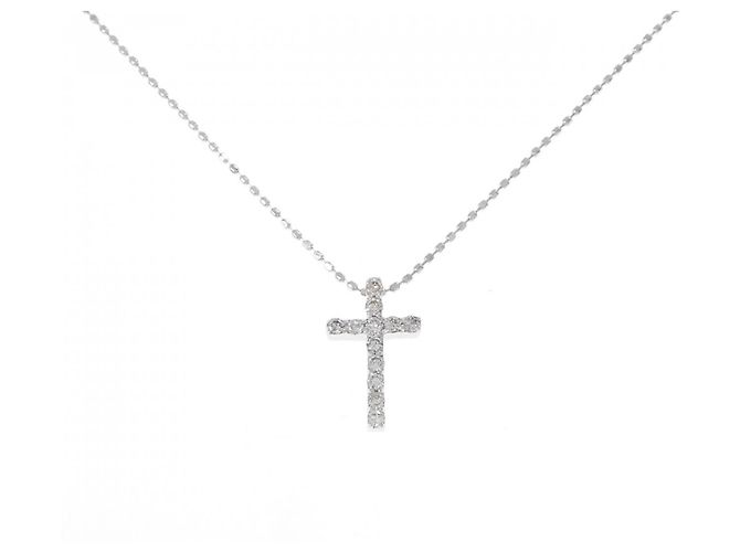 Autre Marque Collana Croce Diamante Au750 Argento