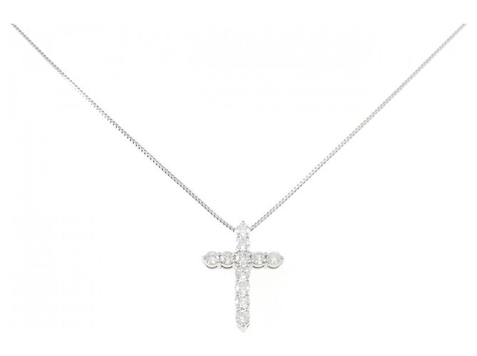 Autre Marque Diamant-Halskette Pt900 Pt850 Silber
