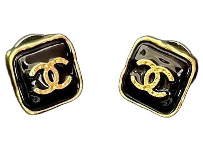 Chanel Coco Mark Eckige Ohrringe Golden