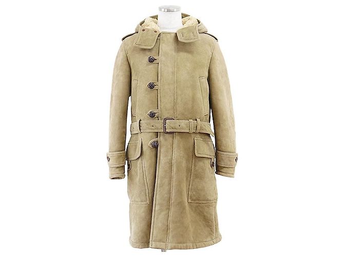 Casaco de pele de carneiro e shearling Gucci Verde Caqui