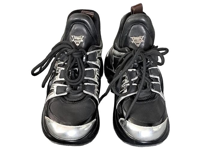 Sneakers chunky in pelle nera e argento Louis Vuitton Nero