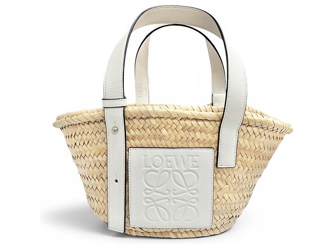 Bolsa cesta Loewe em couro branco Anagram