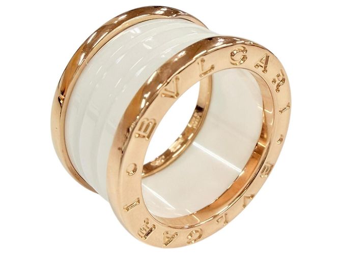 Bulgari Anel B.zero1 em cerâmica e ouro rosa Bvlgari Branco Dourado