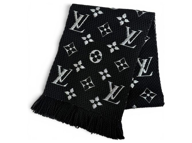 Echarpe Louis Vuitton em mistura de lã e seda preta Preto