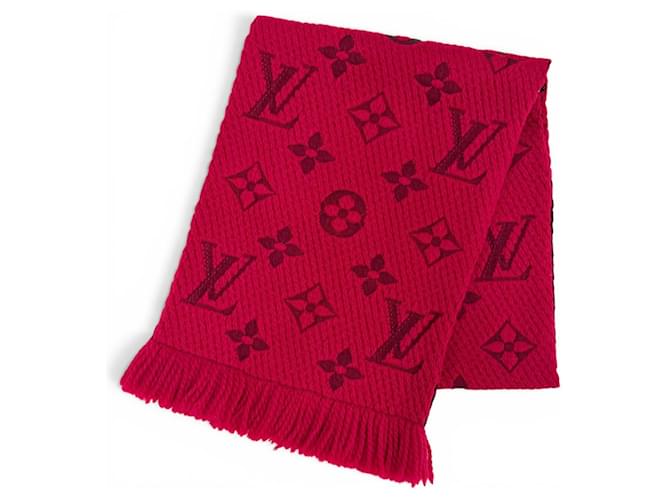 Sciarpa Louis Vuitton Ruby Monogram con frange Rosso