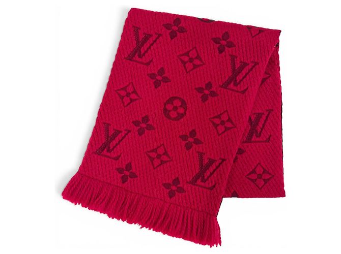 Étole Louis Vuitton Ruby Monogram à franges Rouge