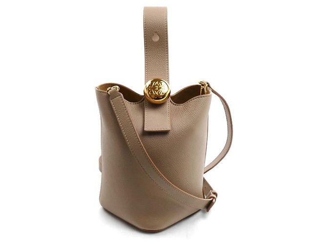 Mini borsa a secchiello 2-way Loewe Pebble Sabbia 