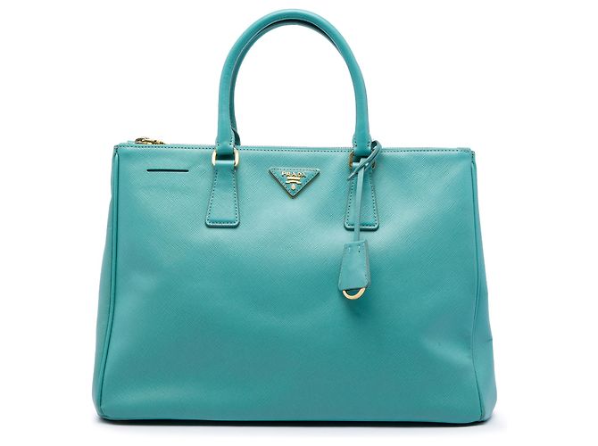 Prada Blue Large Saffiano Lux Galleria Double Zip Tote