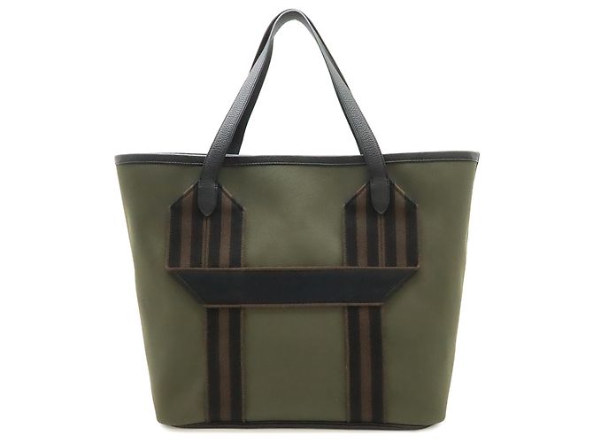 Tote Hermès Green Toile Militaire e Clemence Verde Verde oliva