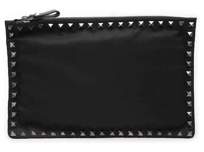 Pochette Valentino in nylon nero con Rockstud