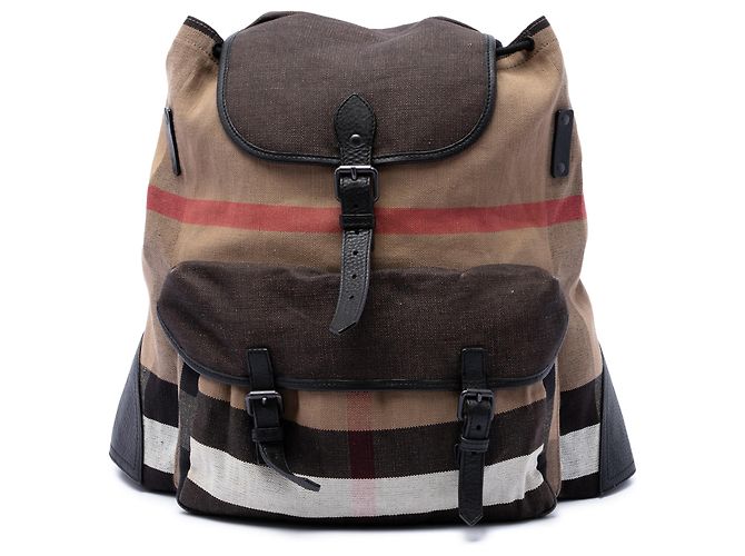 Burberry Brown Mega Check Canvas Korbin Backpack Light brown