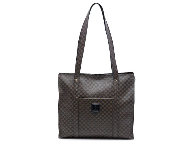 Céline Celine Brown Macadam Coated Canvas Tote Dark brown