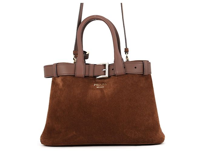 Prada Medium Suede Handbag Brown
